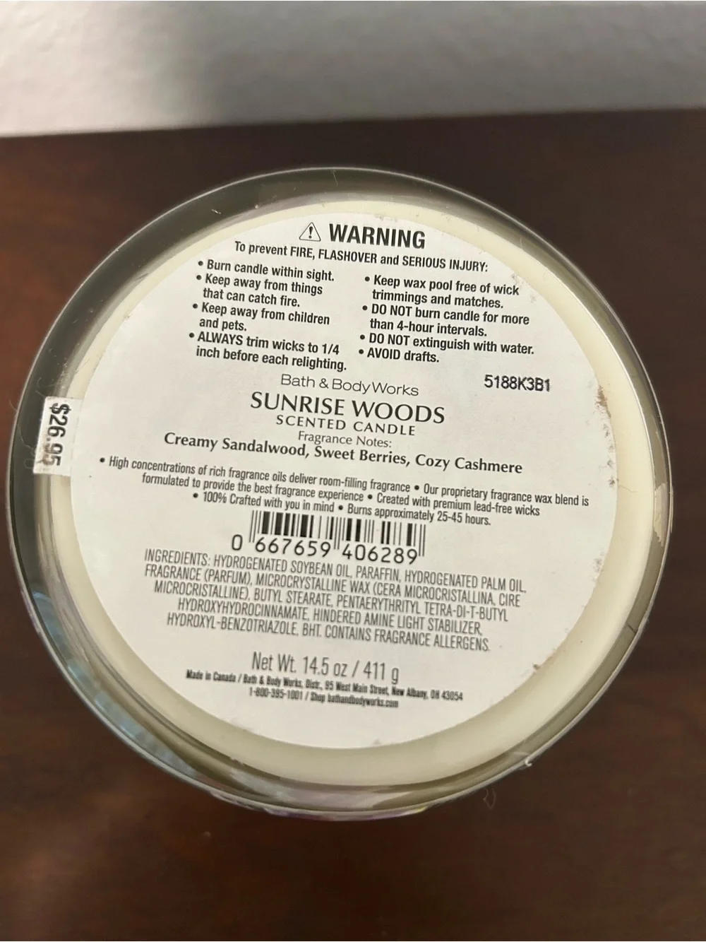 sunrise woods bath and body works candle fall 2025